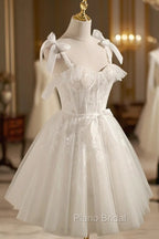 Cute Lace Short Formal Prom Dresses, A-Line Homecoming Party Dresses