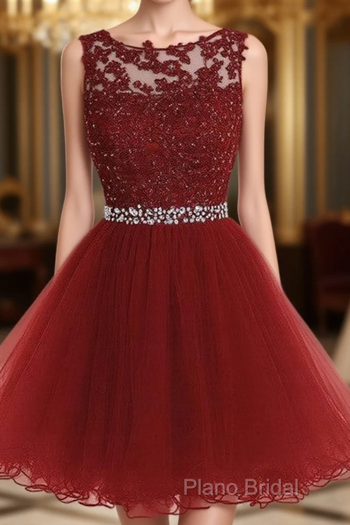 Cute Lace Short Formal Prom Dresses, Lace Homecoming Dresses Main image