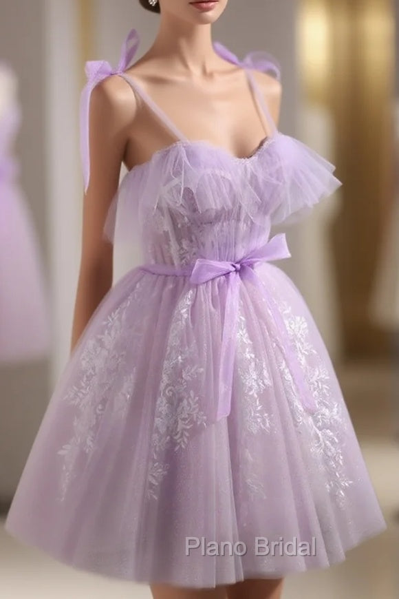 Cute Lavender Tulle Short Formal Prom Dresses, Lavender Homecoming Dresses 2026 Secondary image