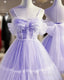 Cute Lavender Tulle Short Straps Homecoming Dressess, Tulle Sweetheart Formal Prom Dresses