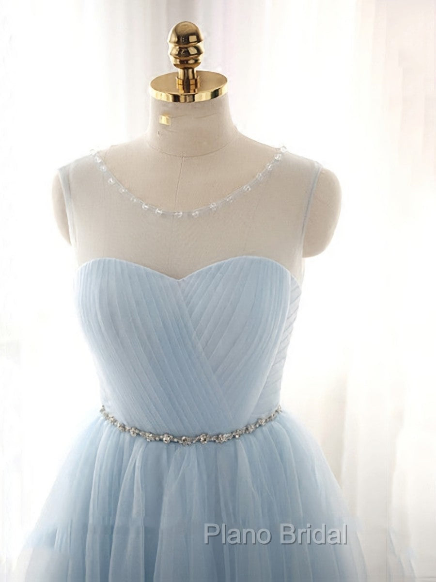 Cute Light Blue Homecoming Dresses With Belt, Lovely Short Formal Prom Dresses