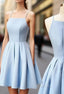 Cute Light Blue Short Formal Prom Dresses, Cute Blue Homecoming Dresses