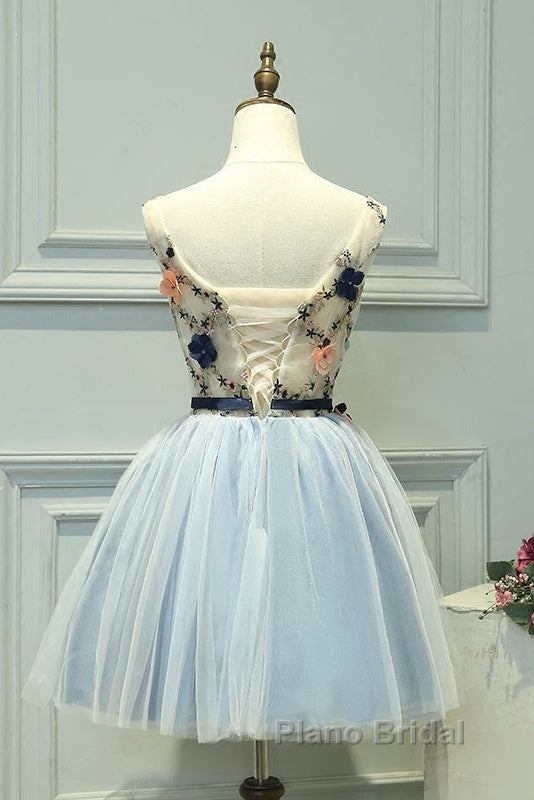 Cute Light Blue Short Tulle Homecoming Dresses, Blue Formal Prom Dresses Secondary image