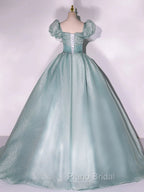 Cute Light Green Tulle Ball Gown Sweet 16 Dresses Green Formal Dresses Formal Prom Dresses shops