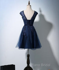Cute Navy Blue Tulle And Lace Homecoming Dresses , Lovely Party Dresses