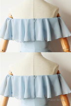 Cute Off the Shoulder Light Blue Short Hoco Dresses
