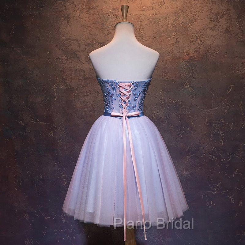 Cute Pink and Blue Homecoming Dresses, Tulle Short Formal Prom Dresses Secondary image
