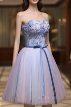 Cute Pink and Blue Homecoming Dresses, Tulle Short Formal Prom Dresses