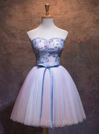Cute Pink and Blue Homecoming Dresses, Tulle Short Formal Prom Dresses