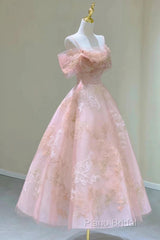 Cute Pink Tulle Lace Short A-Line Formal Prom Dresses
