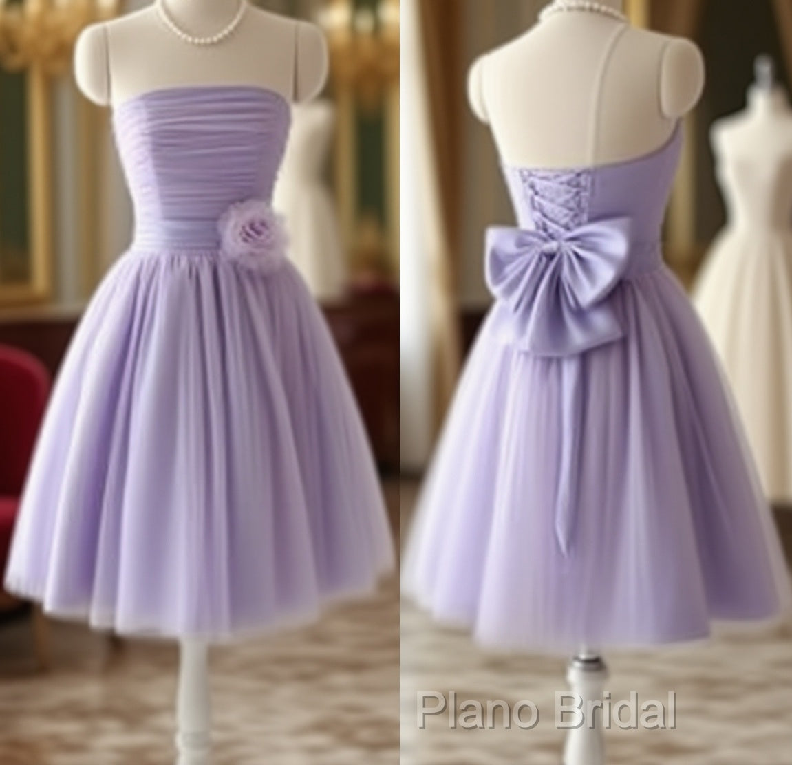 Cute Purple Strapless Pleat Short Homecoming Dresses Wedding Party Dresses Main image