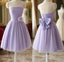 Cute Purple Strapless Pleat Short Homecoming Dresses Wedding Party Dresses