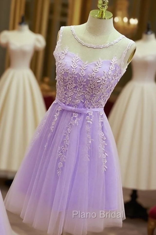 Cute Round Neckline Knee Length Homecoming Dresses, Short Lace Party Dresses Main image
