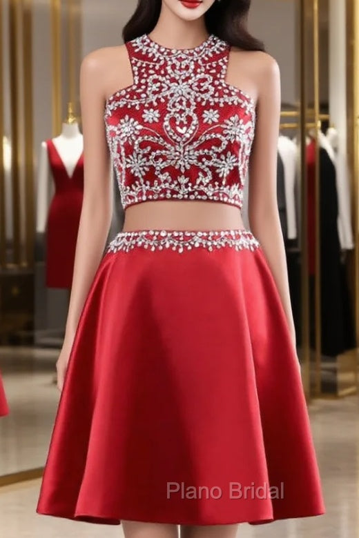 Cute Short 2 Piece Red Evening Dresses Graduation Dresses Party Dresses Main image