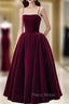 Cute Spaghetti Straps Velvet Short Formal Prom Dresses, A-Line Homecoming Party Dresses