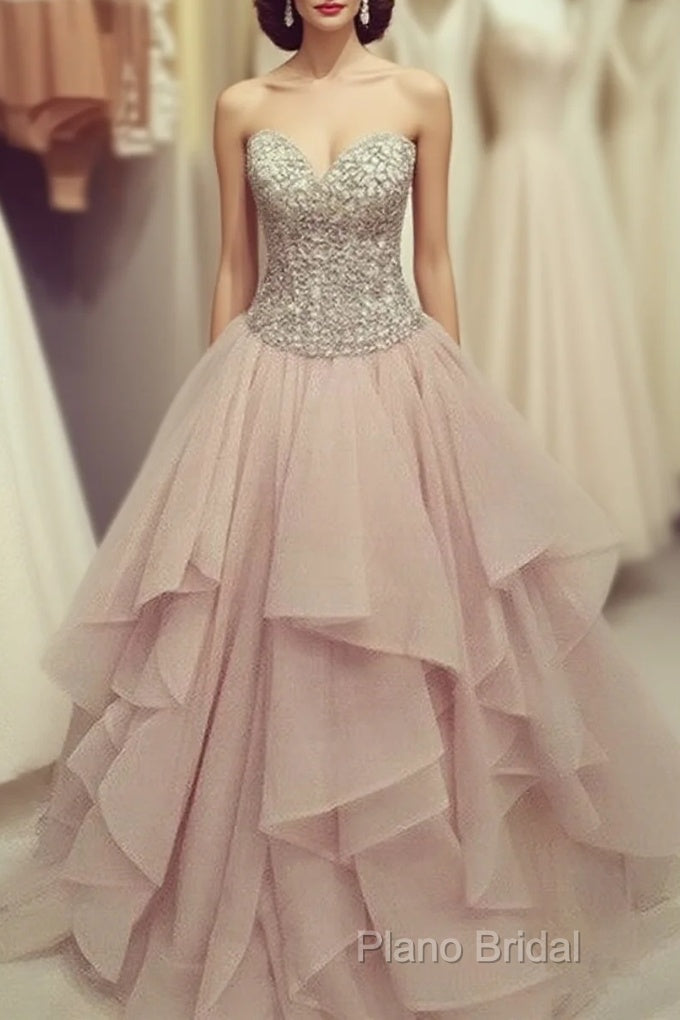 Cute Sweetheart Neck Sequin Chiffon Long Formal Prom Dresses, Formal Dresses Main image