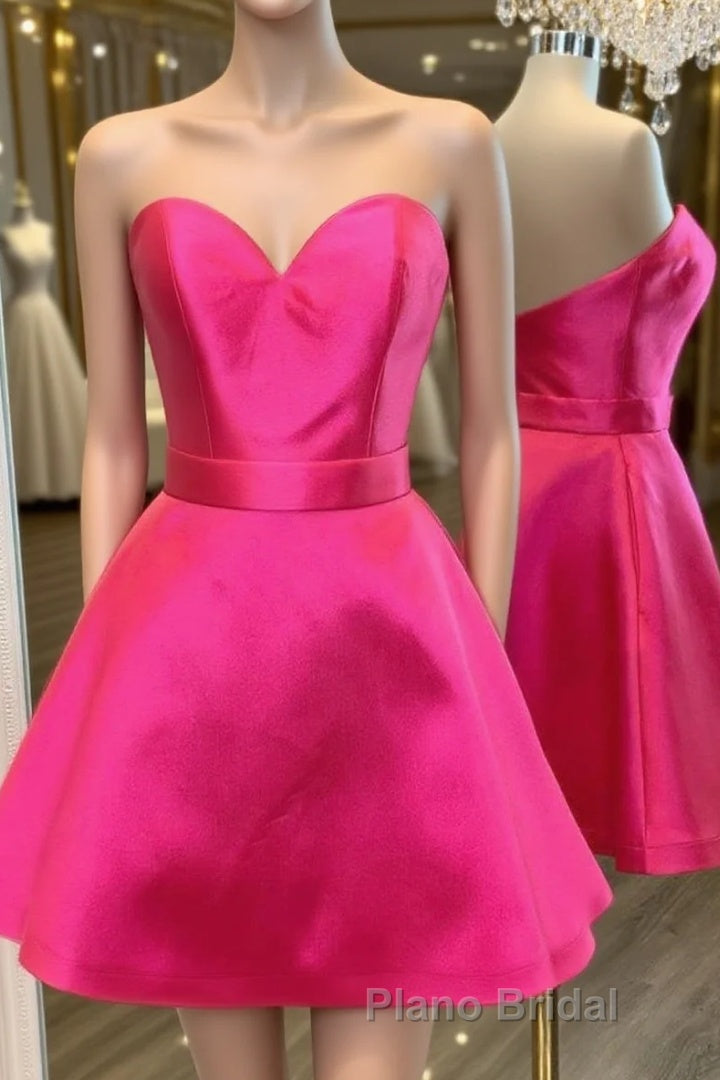 Cute Sweetheart Neck Short Hot Pink Formal Prom Dress, Hot Pink Formal Graduation Homecoming Dress, Cocktail Dress Main image
