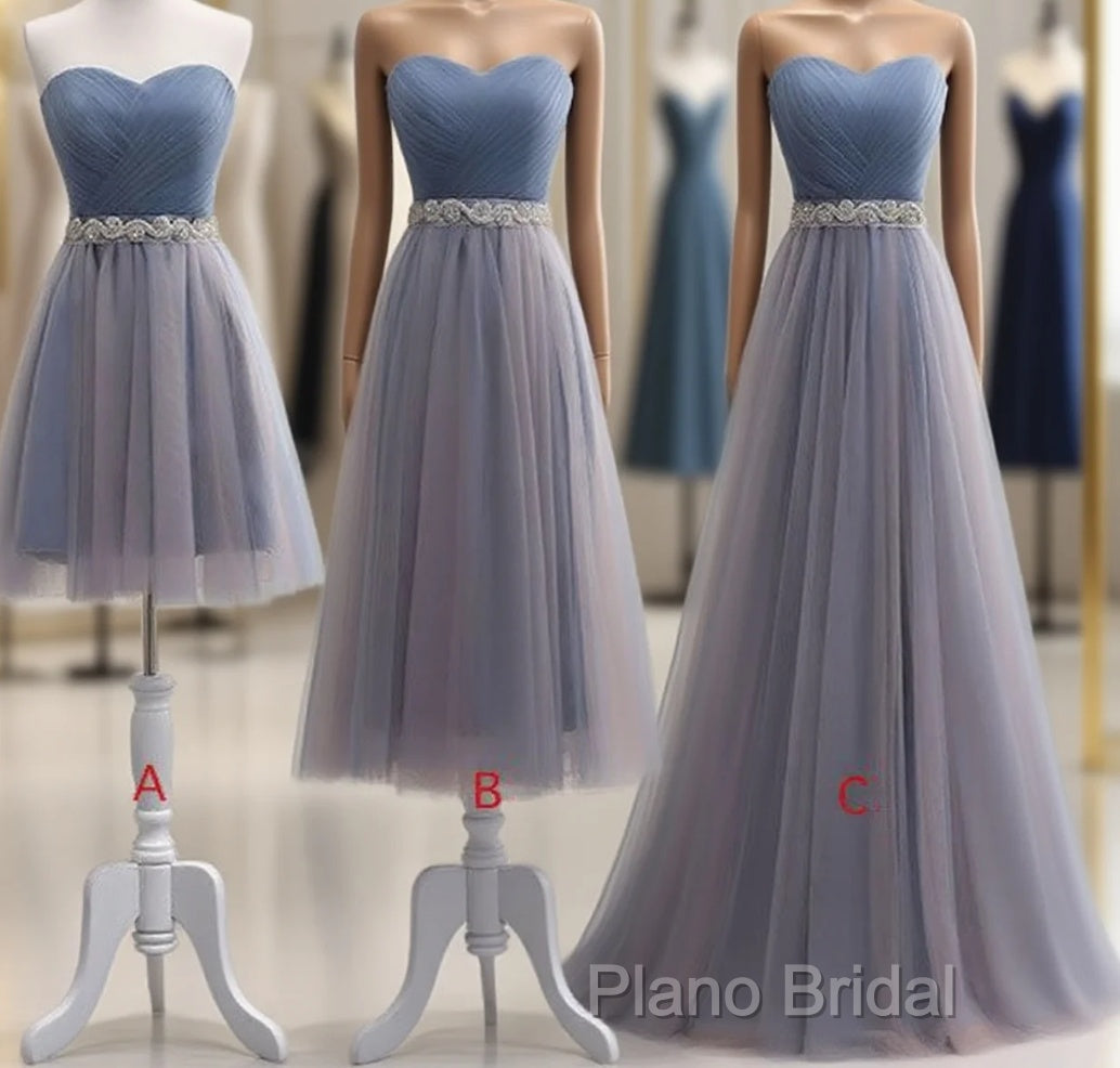 Cute Sweetheart Neck Tulle Formal Prom Dresses, Tulle Bridesmaid Dresses Main image