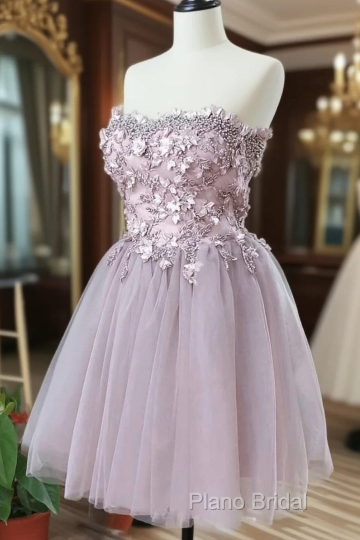 Cute Sweetheart Tulle Lace Beads Short Formal Prom Dresses, Homecoming Dresses Main image