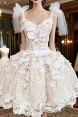 Cute Tulle Applique Short Dresses, Homecoming Dresses