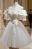 Cute Tulle Lace Homecoming Dresses, Off Shoulder Short Formal Prom Dresses