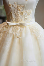 Cute Tulle Lace Knee Length Formal Prom Dresses, Champagne Off the Shoulder Evening Party Dresses