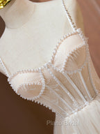 Cute Tulle Light Champagne Short Formal Prom Dresses, Lace Homecoming Dresses