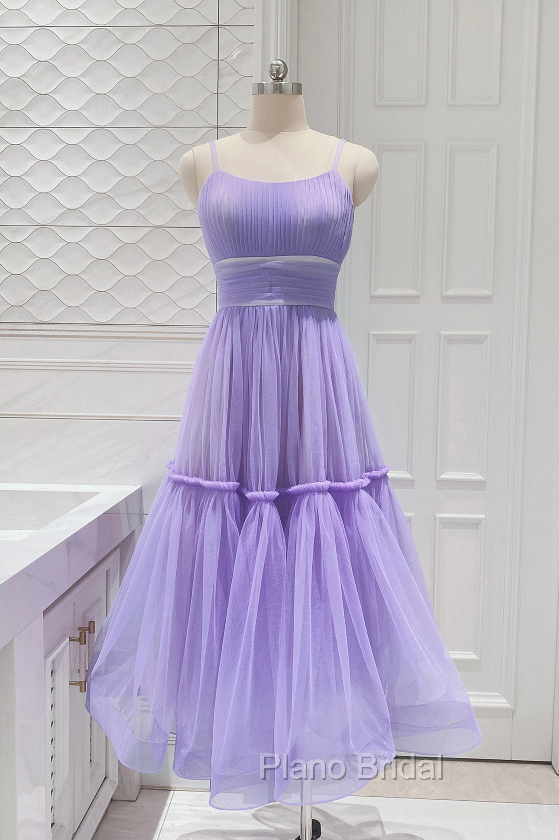 Cute Tulle Scoop Spaghetti Straps Homecoming Dresses, Short Formal Prom Dresses Main image