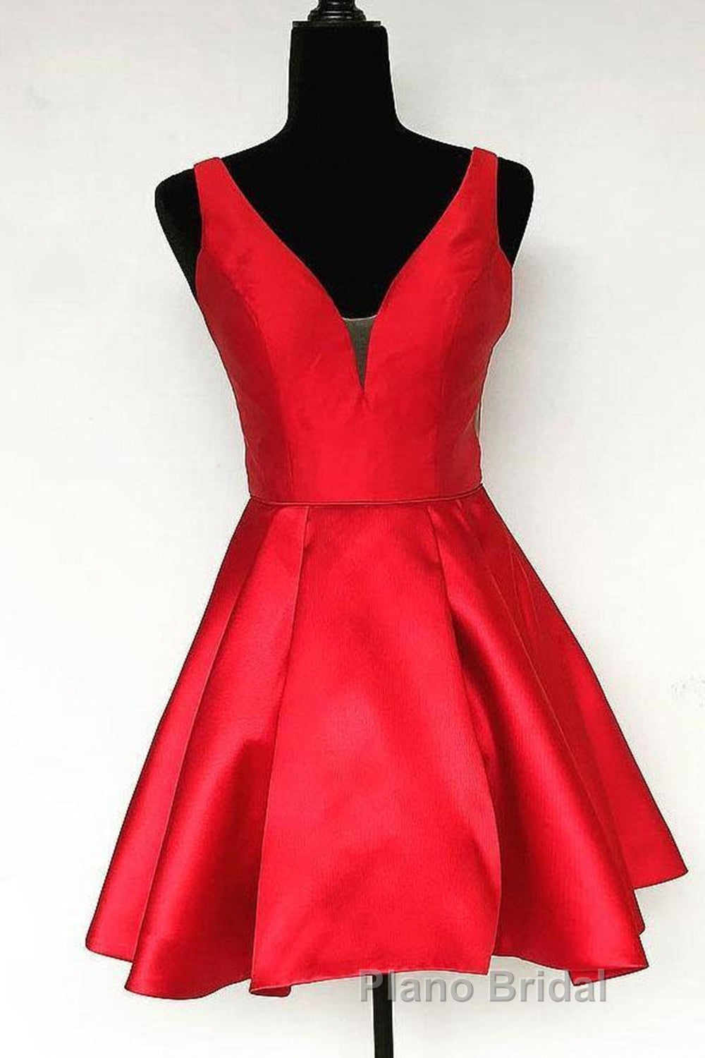 Cute V Neck Satin Short Formal Prom Dress, V Neck Homecoming Dress, Formal Evening Dress Secondary image