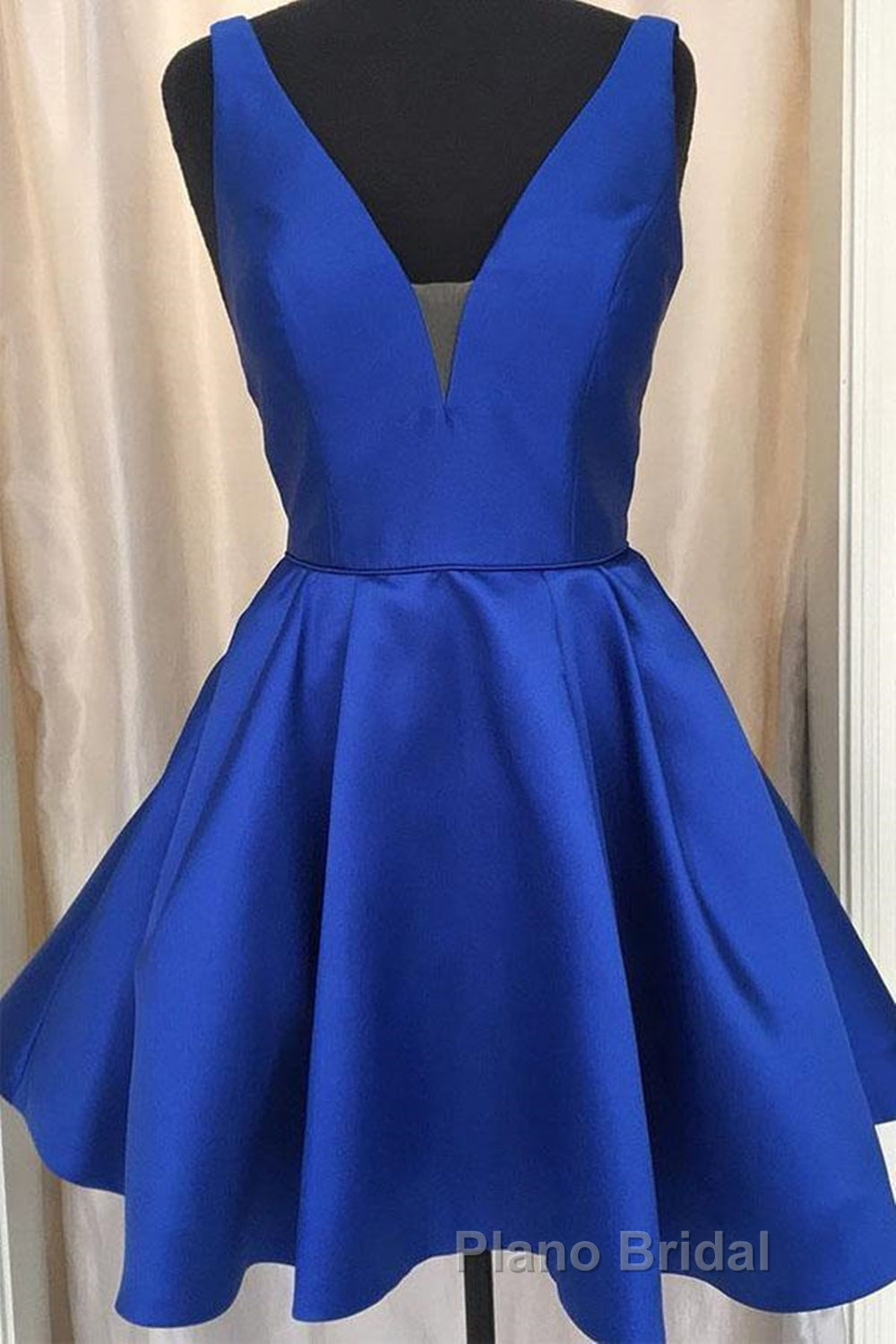 Cute V Neck Satin Short Formal Prom Dress, V Neck Homecoming Dress, Formal Evening Dress