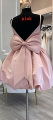Cute V-Neck Short Party Cocktail Dresses with Bow