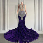 Sequined Sleeveless Mermaid Formal Prom Dress with Beadings