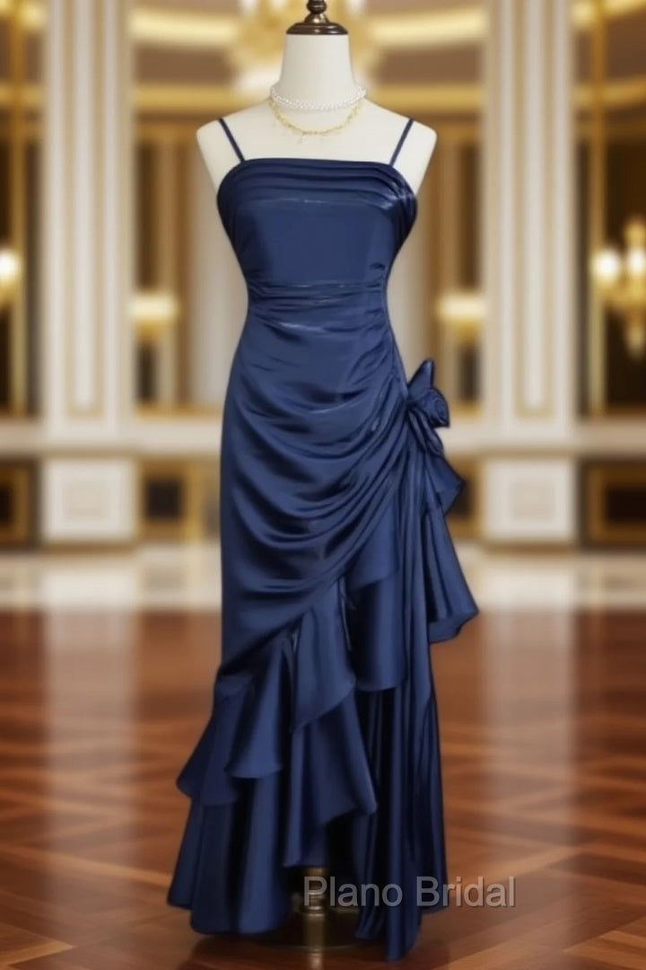 Dark Blue Vintage Floral Elegant Dresses Asymmetrical Hem Formal Prom Gown Main image