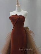 Dark Coffee Long Formal Prom Dresses, Dark Coffee Long Formal Graduation Dresses