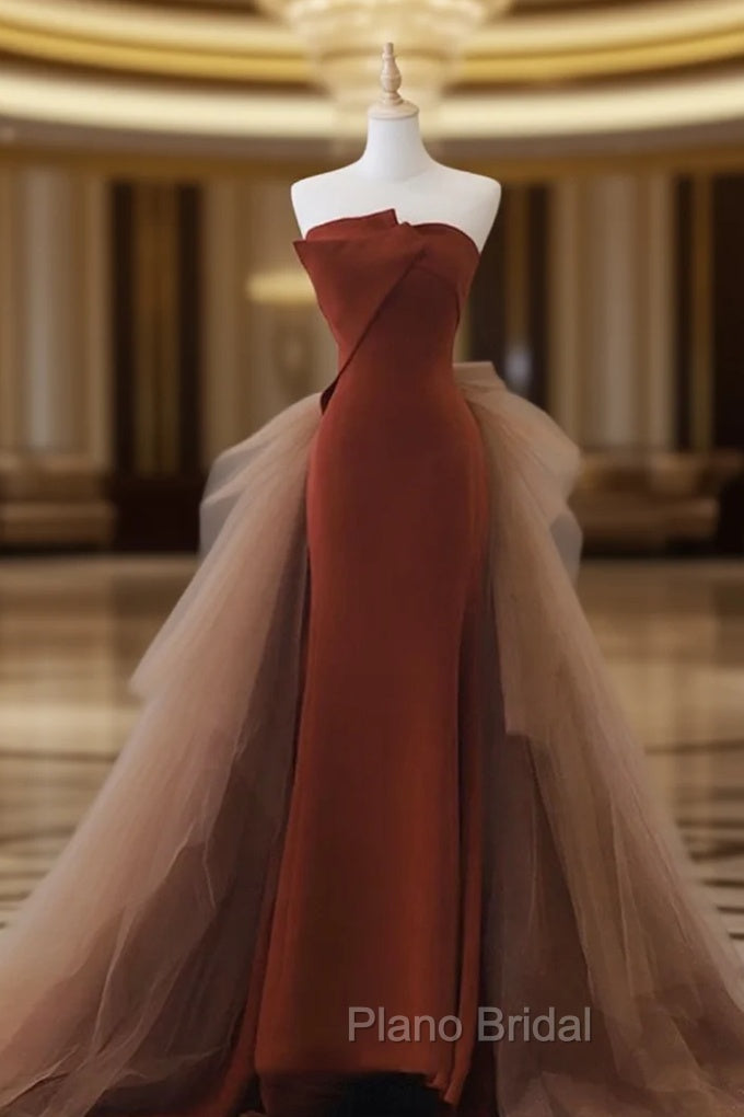 Dark Coffee Long Formal Prom Dresses, Dark Coffee Long Formal Graduation Dresses Main image