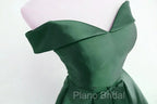 Dark Green Satin Off Shoulder Short Formal Prom Dresses, Green Homecoming Dresses