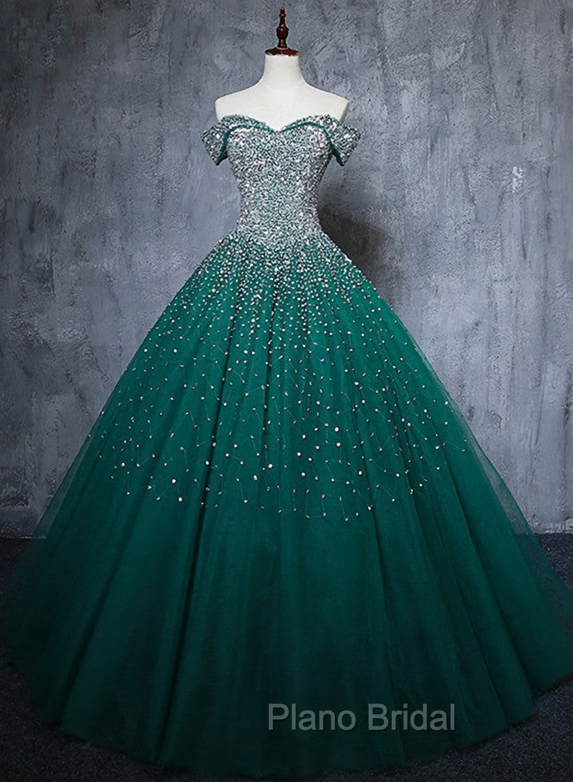 Dark Green Tulle Sweetheart Sparkle Party Dresses, Sweet 16 Dresses Secondary image
