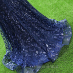 Dark Navy Blue Formal Prom Dresses Long Sequins Mermaid Women Tulle Evening Dresses Spaghetti Straps