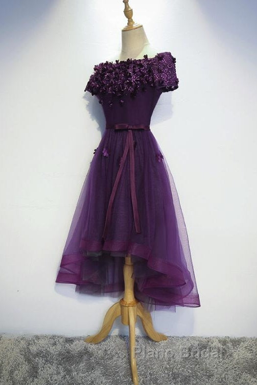 Dark Purple High Low Homecoming Dresses, Cute Formal Dresses, Formal Prom Dresses Secondary image