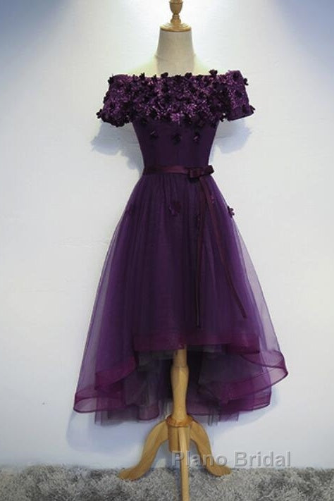 Dark Purple High Low Homecoming Dresses, Cute Formal Dresses, Formal Prom Dresses