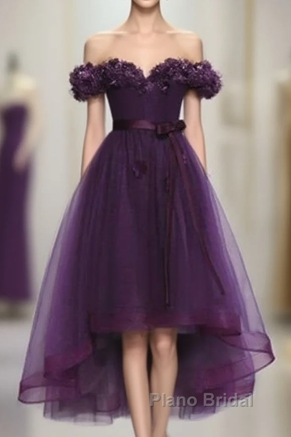 Dark Purple High Low Homecoming Dresses, Cute Formal Dresses, Formal Prom Dresses Main image