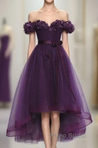 Dark Purple High Low Homecoming Dresses, Cute Formal Dresses, Formal Prom Dresses