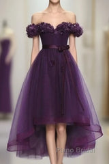 Dark Purple High Low Homecoming Dresses, Cute Formal Dresses, Formal Prom Dresses