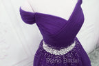 Dark Purple Tulle Long Formal Prom Dresses, Junior Formal Prom Dresses
