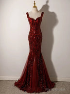 Sequin Evening Dresses Trumpet Mermaid Floor-Length Formal Party Gown for Women