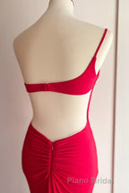 Simply Barbie Pink Mermaid One Shoulder Long Prom Dresses