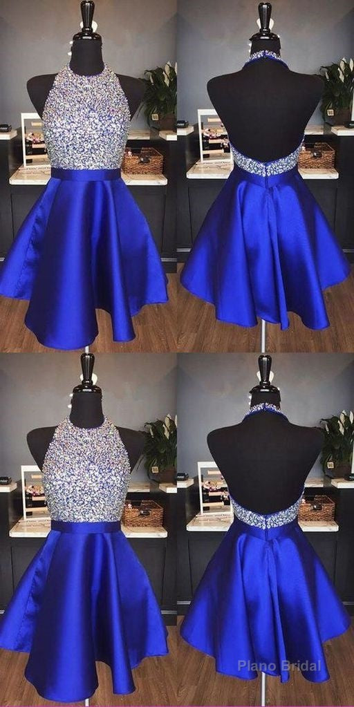 Royal Blue Tulle With Crystal Homecoming Dress