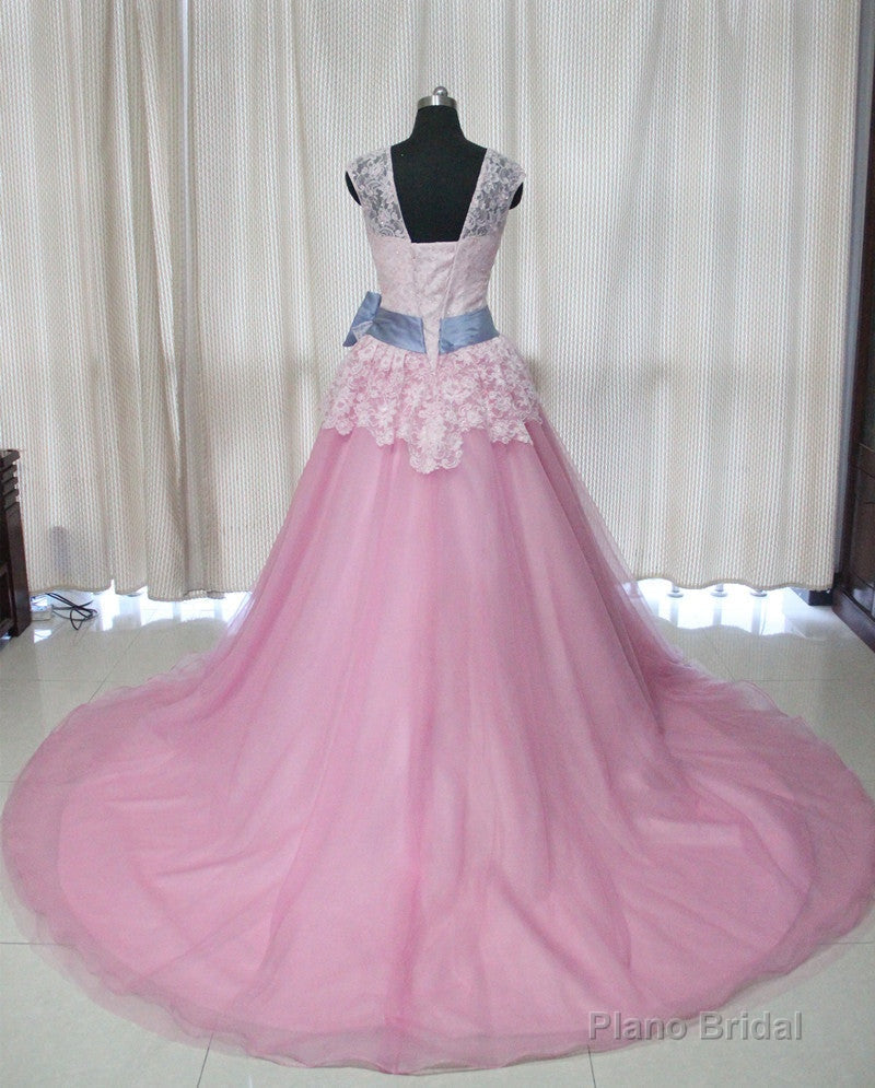 Debutante Sweet 16 Princess Dresses Pink Tulle Lace Backless Quinceanera Dresses Main image