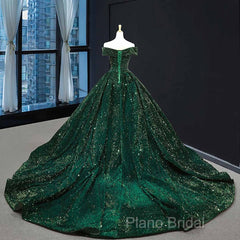 Deep Green Long Quinceanera Dresses Sweet 16 Formal Prom Dresses Pageant Dresses