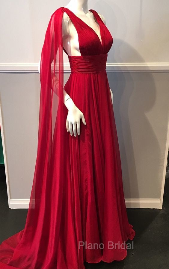 Deep V Neck Chiffon Long Formal Prom Dresses Simple Formal Prom Gown Secondary image